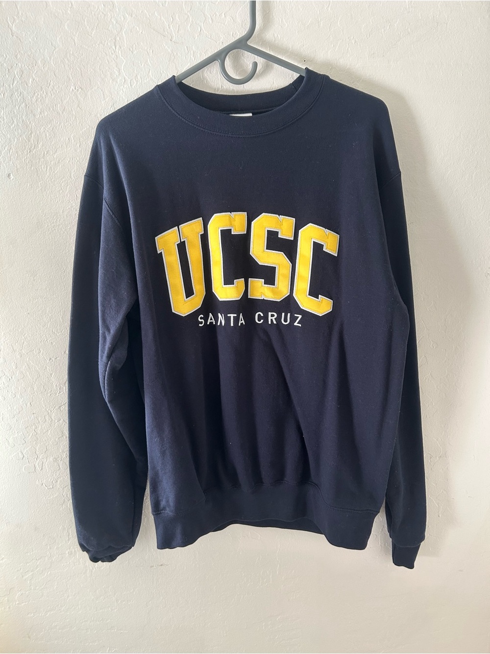 Champion Navy Crewneck Sweatshirt with Yellow UCSC Lettering